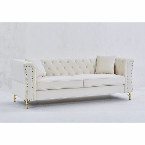 Velvet 3+3 Chesterfield Sofa Set with Tufted Design and